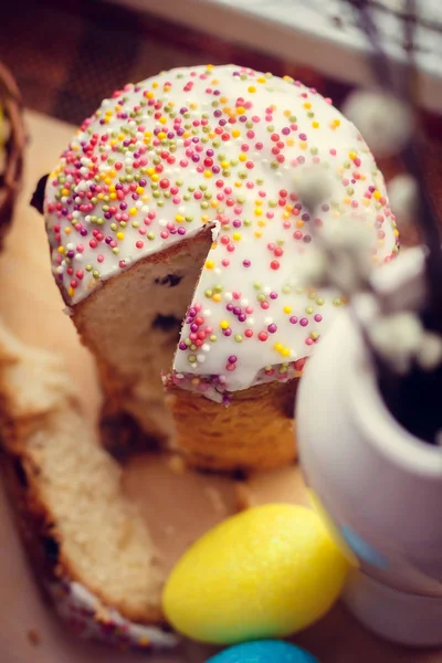 Gâteau Pâques Œufs Teints Vacances Religieuses Pâques — Photo