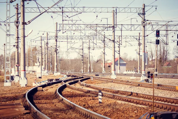 Puesta Sol Ferrocarril — Foto de Stock