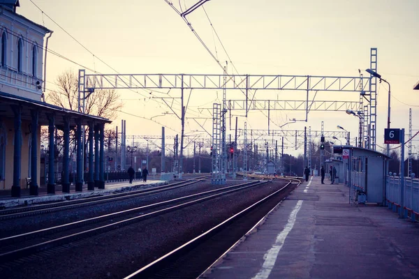 Puesta Sol Ferrocarril — Foto de Stock