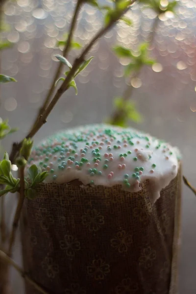 Easter cake. Orthodox holiday Easter. Baking and eating