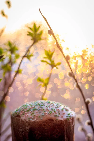 Easter cake. Orthodox holiday Easter. Baking and eating