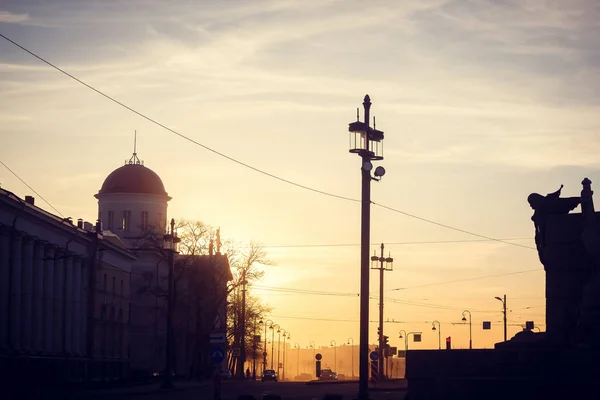 Petersburg Jaře Při Západu Slunce Večerní Světlo Večerní Město Města — Stock fotografie