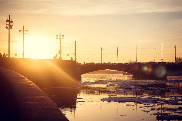 Neva River Spring Sunset Petersburg — Stock Photo, Image