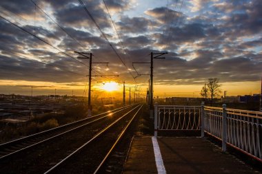 Rusya demiryolu günbatımı