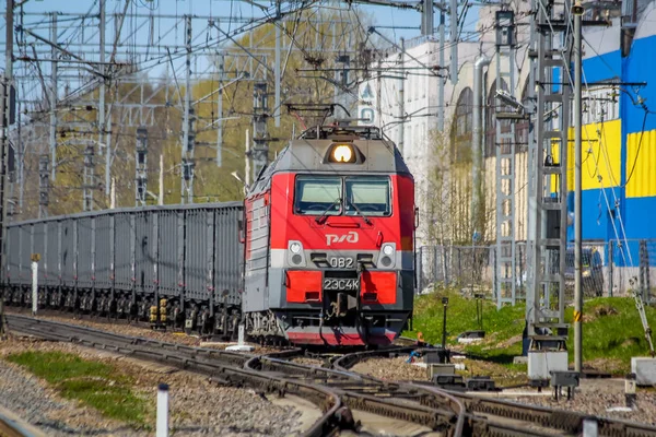 Railsrussia Pargolovo 2018 日にロシアの電気鉄道 — ストック写真
