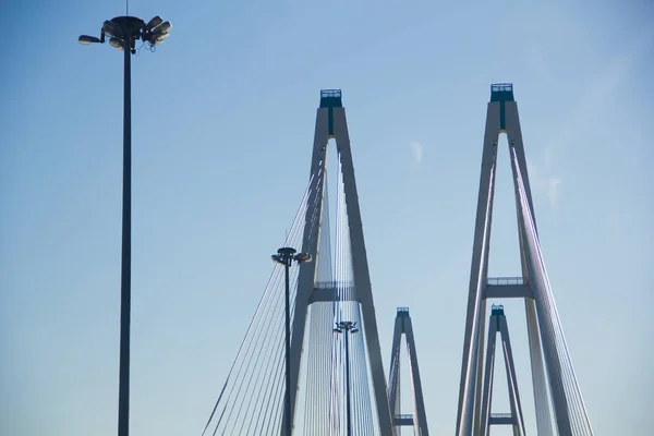 Parte Superior Del Puente Cable Ciudad —  Fotos de Stock