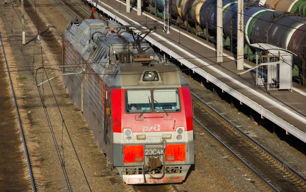 Russian Railways Freight Train Gatchina Russia May 2018 — Stock Photo, Image