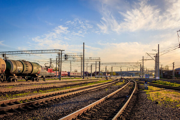 Russian Railways in spring rails