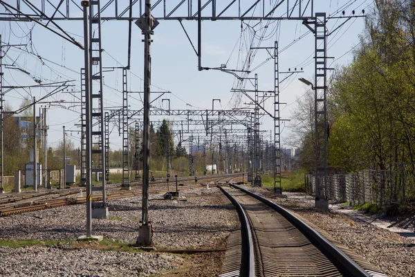 Ferrovias Russas Trilhos Primavera — Fotografia de Stock