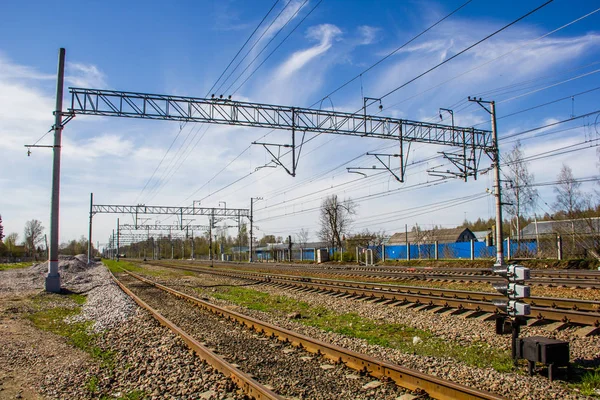 Ferrovias Russas Trilhos Primavera — Fotografia de Stock