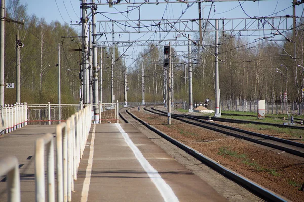 Ferrocarriles Rusos Rieles Primavera — Foto de Stock