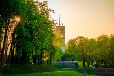 Yaz akşam güneşli park