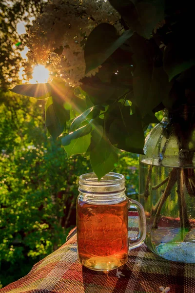 Refreshing Summer Drink End Day Ice Tea — Stock Photo, Image