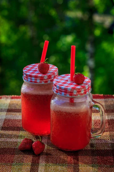 Limonada Fresa Casera Vasos — Foto de Stock