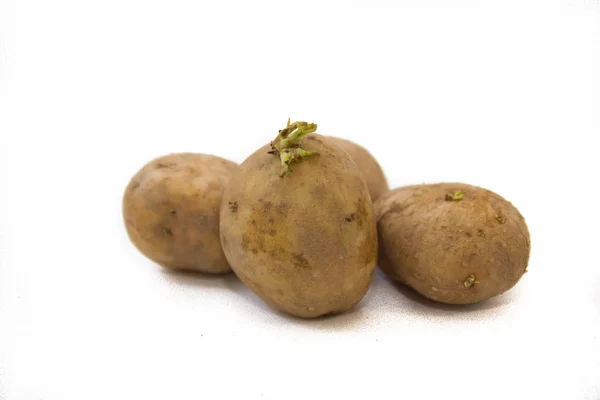 Patatas Lavadas Sobre Fondo Blanco Verduras Sobre Fondo Blanco Comida — Foto de Stock