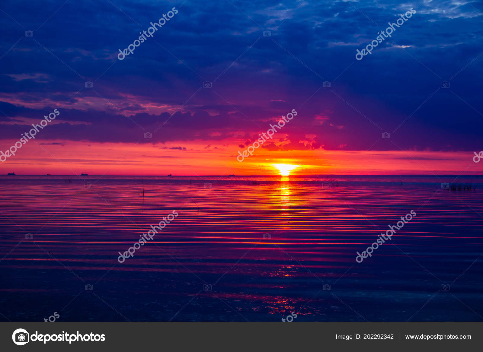 Incendie Exceptionnellement Beau Coucher Soleil Bord Mer
