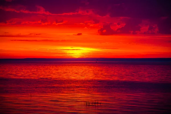 Unusually Beautiful Fire Sunset Sea Sunset Gulf — Stock Photo, Image