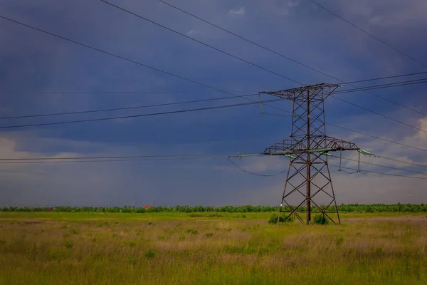 Lep Field Electricity Line Field — Stock Photo, Image