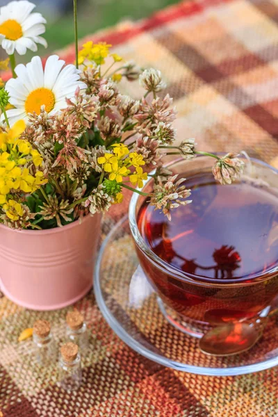 Cup Tea Wild Flowers — Stock Photo, Image
