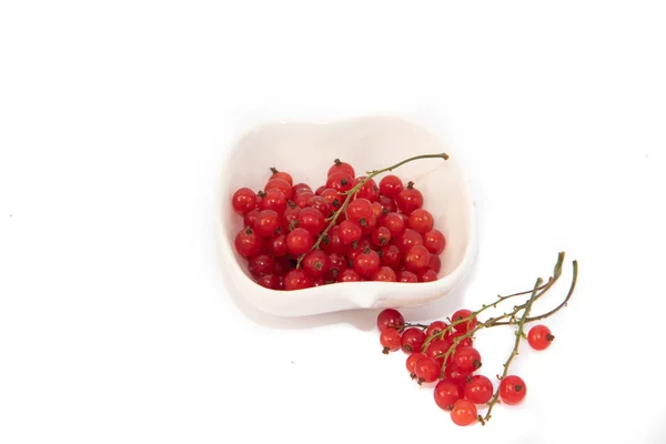 Groselha Vermelha Fundo Branco Berry Fundo Branco Alimentação Saudável Bagas — Fotografia de Stock