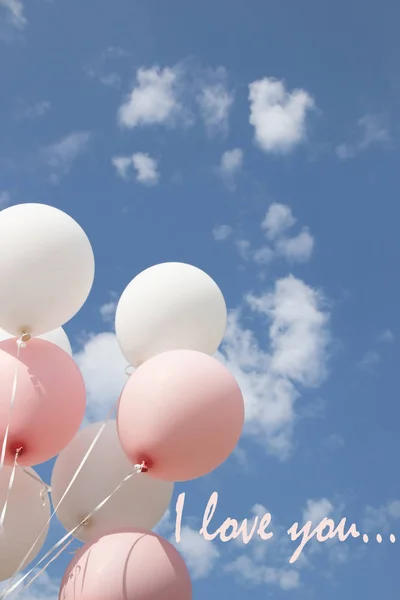 Ich Liebe Dich Mit Luftballons Valentinstag Liebe Karte Luftballons Die — Stockfoto