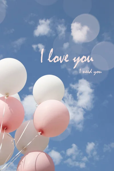 Ich Liebe Dich Mit Luftballons Valentinstag Liebe Karte Luftballons Die — Stockfoto