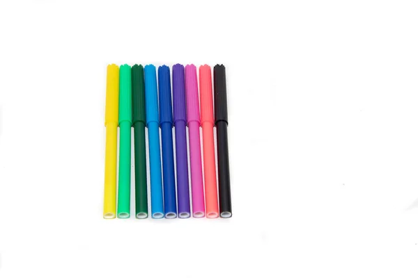 Color markers on a white background. Hobby and art. — Stock Photo, Image