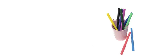 Кольорові Позначки Білому Тлі Яскраві Барвисті Маркери Ізольовані Білому Тлі — стокове фото