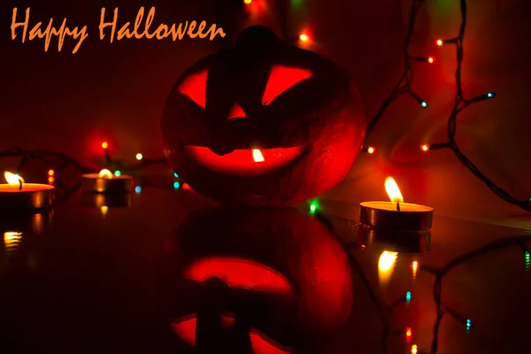 Tök Halloween Gyertyafényes Halloween Tök Gyertyák Sütőtök Faragás Faragott Sütőtök — Stock Fotó