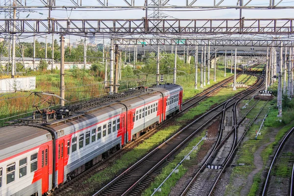 Depósito Locomotivas Vapor Locomotivas Elétricas Vias Férreas Comboios Eléctricos Estão — Fotografia de Stock