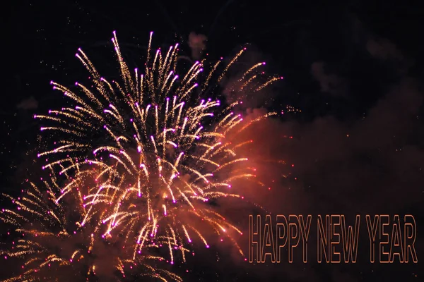 Fireworks Black Sky Festive Show Large Scale Celebration Explosion Million — Stock Photo, Image