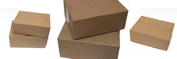 白色背景上的纸板箱 独立的对象 产品包装 — 图库照片