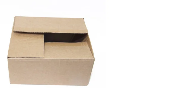 Caixa Papelão Sobre Fundo Branco Objeto Isolado Embalagem Produto — Fotografia de Stock