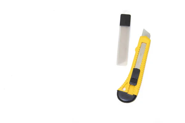 Строительные Ножи Белом Фоне Инструменты Белом Фоне Изолированные Объекты Товары — стоковое фото