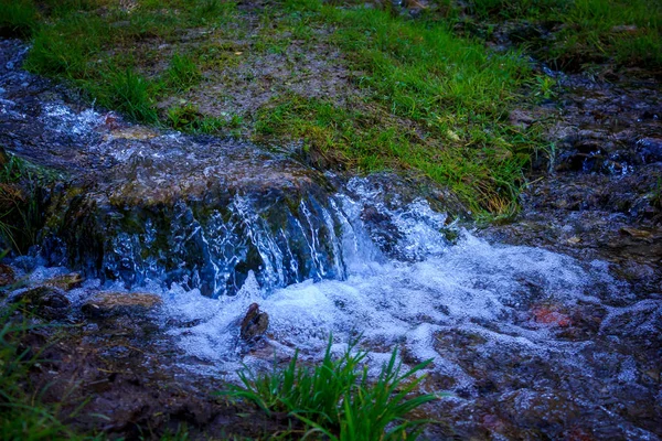 Cachoeira Primavera Floresta Verde — Fotografia de Stock