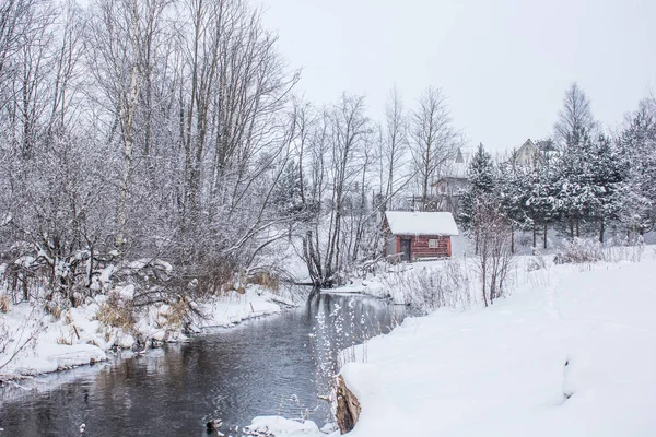Vinterlandskap Klart Väder — Stockfoto