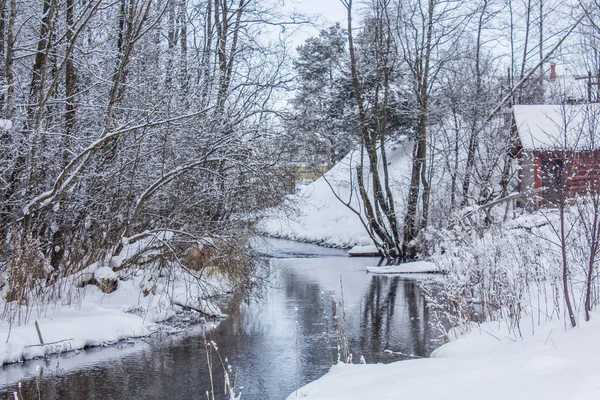 Vinterlandskap Klart Väder — Stockfoto