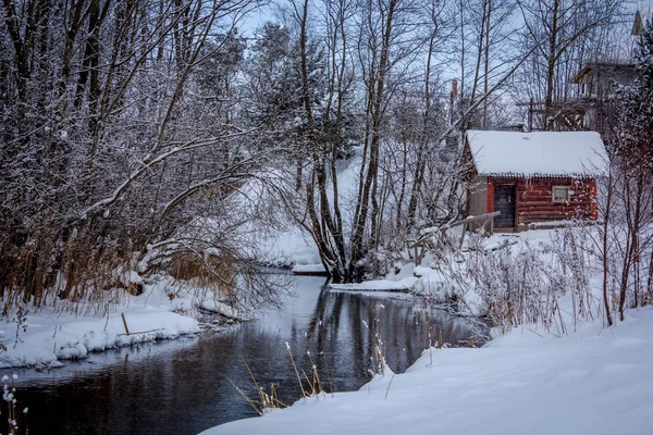 Vinterlandskap Klart Väder — Stockfoto