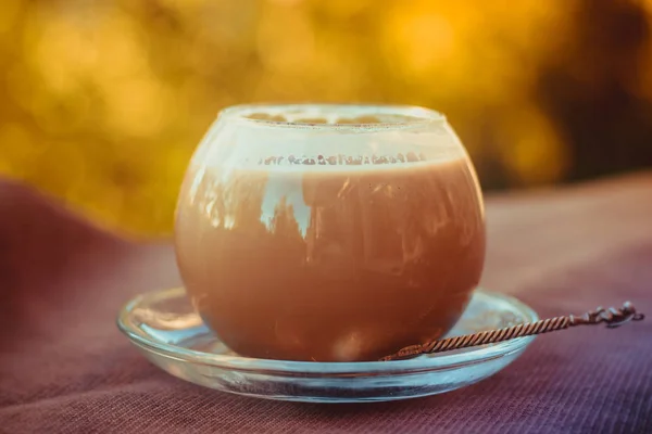 Close Van Koffie Dessert Tafel — Stockfoto