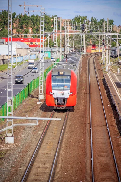 Ρωσία 2018 Τρένο Στις Ράγες — Φωτογραφία Αρχείου