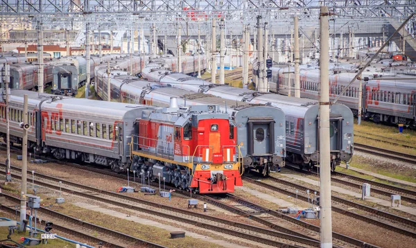 Vista Ferrovia Russa Com Trens Durante Dia — Fotografia de Stock