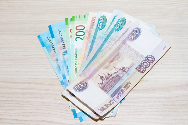 Notas Euro Dinheiro Sobre Mesa Madeira — Fotografia de Stock