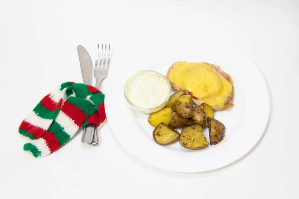 Prato Carne Frita Verduras — Fotografia de Stock