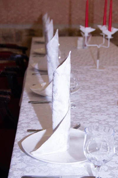 Asztalterítés Esküvői Dekorációval — Stock Fotó