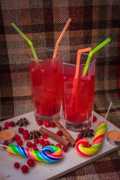 Preiselbeersaft Mit Süßigkeiten — Stockfoto