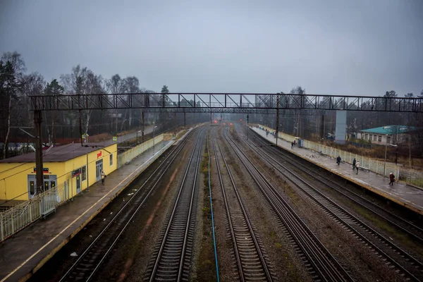 Spoorweg Vervoer Van Mensen Goederen Reizen Rond Steden Landen — Stockfoto