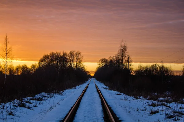 Railway Sunset Public Transport Transportation People Freight Travel Cities Countries — Stock Photo, Image