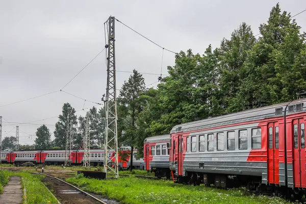 Депо Паровозов Электровозов Железнодорожных Путях Электропоезда Депо Санкт Петербург Россия — стоковое фото