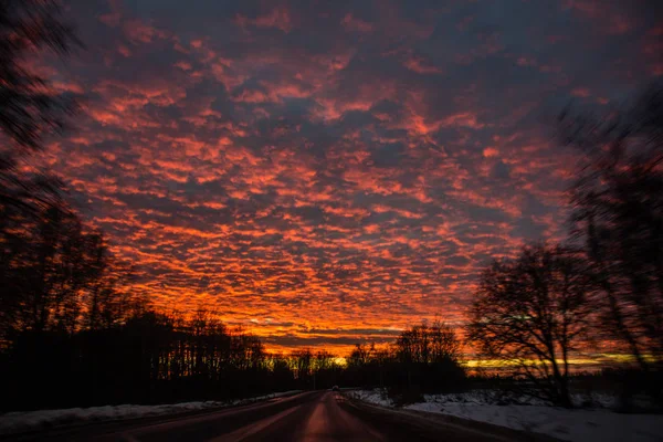 Hermoso Paisaje Atardecer Cielo Naranja —  Fotos de Stock