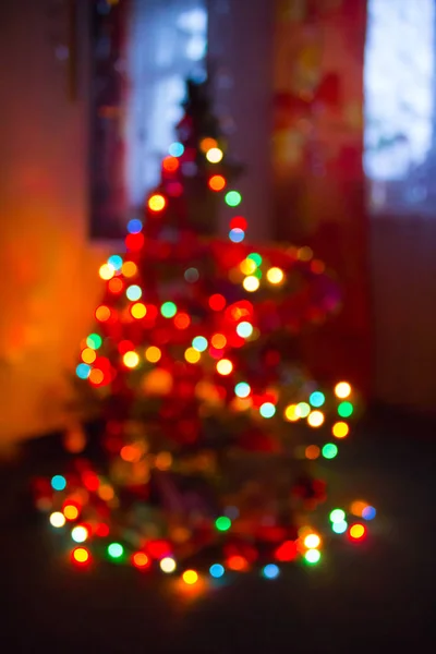 Desfocado Natal Luzes Fundo Bokeh Das Luzes Natal Antecedentes Natal — Fotografia de Stock